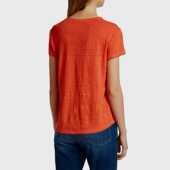 FRAME Linen Blend Orange Short Sleeve Tee – XS - Picture 2 of 5